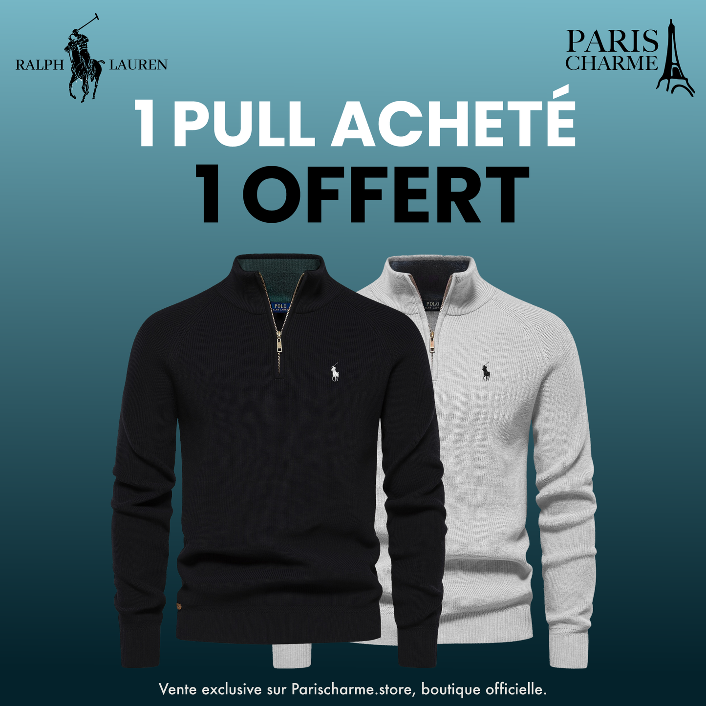 Pull Col Zippé R&L 1+1 (DÉSTOCKAGE)