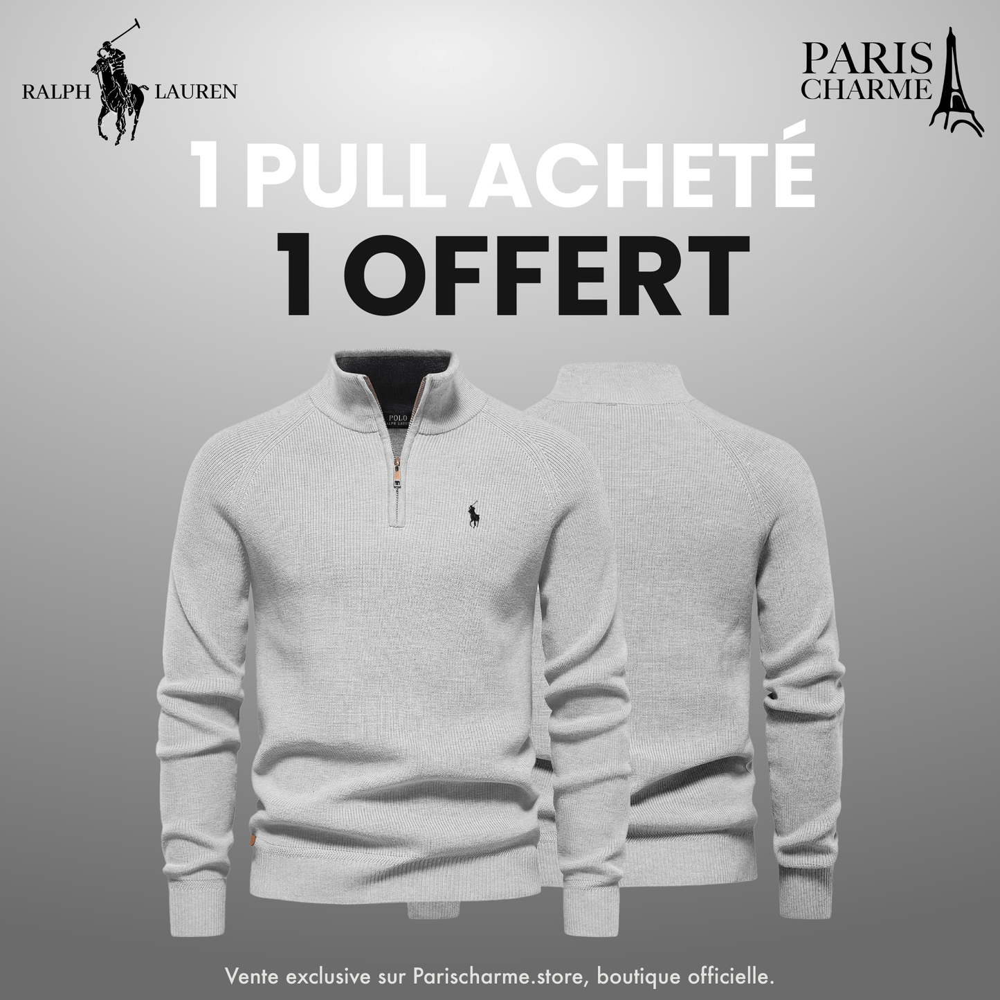 Pull Col Zippé R&L 1+1 (DÉSTOCKAGE)