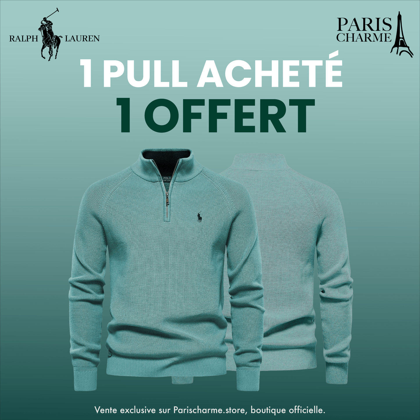 Pull Col Zippé R&L 1+1 (DÉSTOCKAGE)