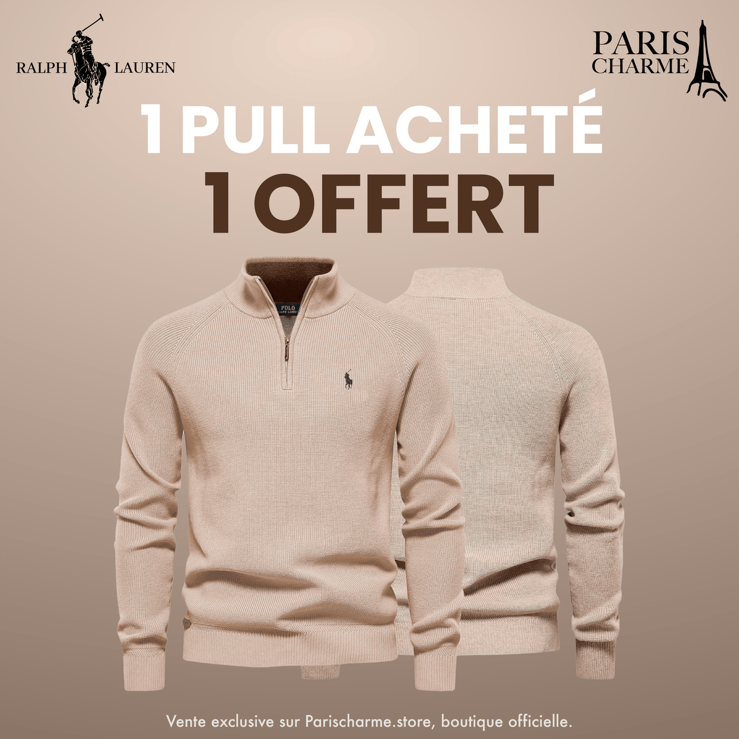 Pull Col Zippé R&L 1+1 (DÉSTOCKAGE)